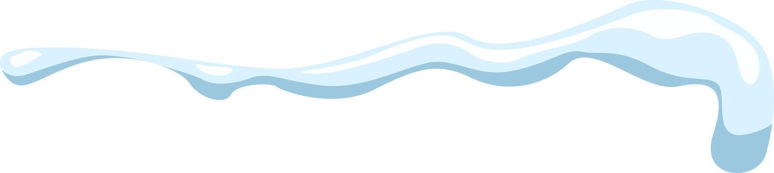 Light blue wave flowing and dripping on white background, creating a dynamic and fluid shape, ideal for representing concepts related to water, liquids, or other flowing substances vector