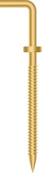 Gold tension screw featuring a right angle bend, designed for secure fastening in various construction or mechanical applications, highlighted against a transparent background vector