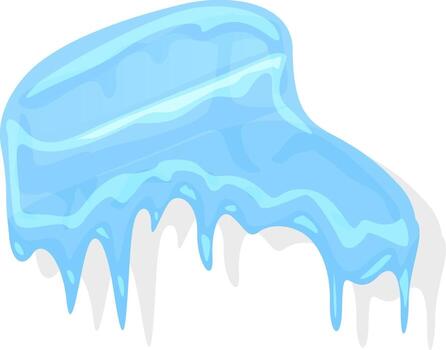 Melting ice block forming icicles with shadow on white background, ideal for winter, christmas, cold, frost, freeze, thaw and melting concepts vector