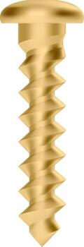 Realistic gold screw featuring detailed threading and a pan head, isolated against a transparent background, ideal for use in hardware, construction, and DIY projects vector