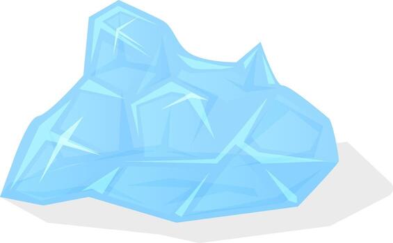 Cartoon light blue piece of ice with sharp edges casting a shadow on a plain white background, ideal for educational and gaming projects related to nature, winter, north pole, cold and arctic vector