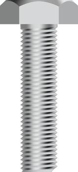 Long metal bolt featuring a helical thread, standing upright against a transparent background, ideal for representing concepts in industry, engineering, and construction vector