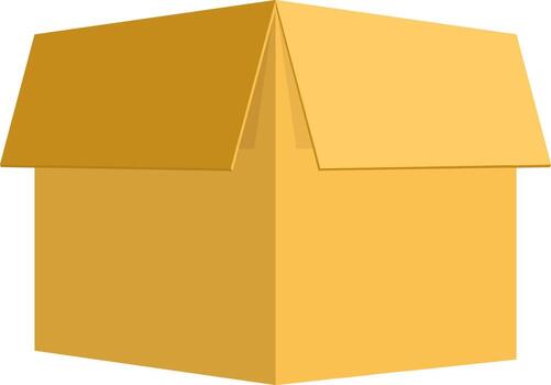 Simple cardboard box, slightly open and isolated on a transparent background, providing an ideal option for shipping and delivery needs in various business contexts vector