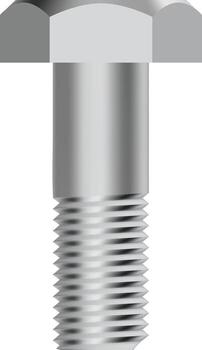 Close up view of a shiny metal bolt featuring a screw thread and a hexagonal head, set against a transparent background, ideal for industrial or construction related designs vector