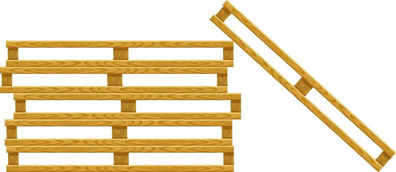 Wooden pallets lying and standing against a transparent background, serving as versatile elements for concepts in industry, transport, and logistics, enhancing visual storytelling in commerce vector