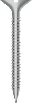 Realistic illustration of a silver metallic screw with countersunk head, helical threads and sharp tip, isolated on transparent background, ideal for technical illustrations or DIY projects vector