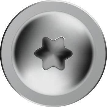 Shiny metal torx screw head with star shaped socket providing increased torque and security, ideal for various applications requiring tamper resistance vector