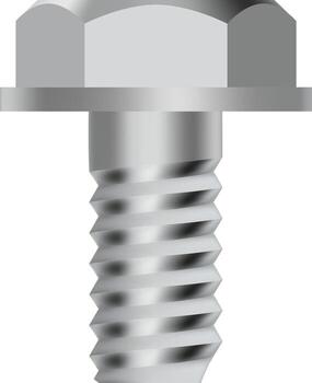 Realistic metallic screw with threading and a hexagonal head is isolated on a transparent background, embodying industrial manufacturing and assembly vector