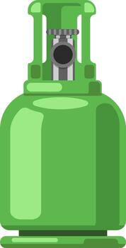 Green gas cylinder with valve and handle standing on white background is a common sight in many homes and businesses. Providing a reliable source of fuel for heating. Cooking. And other applications vector