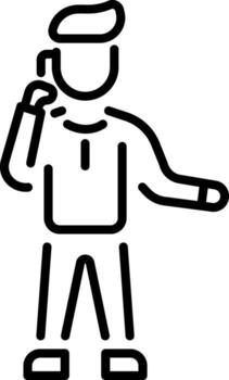 A line style icon showing a character doing a phone call vector