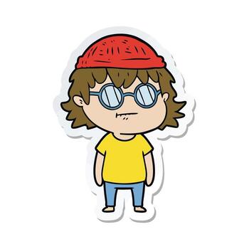un dibujos animados niña con lentes y un gorro aislado en blanco fondo, exhibiendo un único y peculiar personaje con un de moda hipster estilo, Perfecto para varios diseño proyectos vector