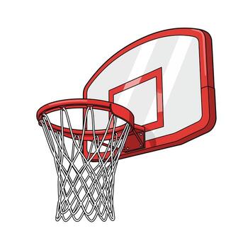 Basketball hoop with net, isolated on white background, symbolizing sport, game, and competition, representing recreation, exercise, and fitness, and depicting the equipment used in the game vector