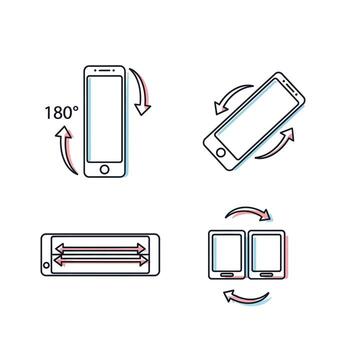 Simple Smartphone Rotation and Screen Mirroring Icons A Clean Guide to Mobile Device Orientation and Display Settings vector
