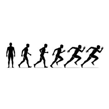 Dynamic Sequence of a Sprinter Silhouette Stages from Standing to Full Sprint, Powerful and Energetic Illustration vector