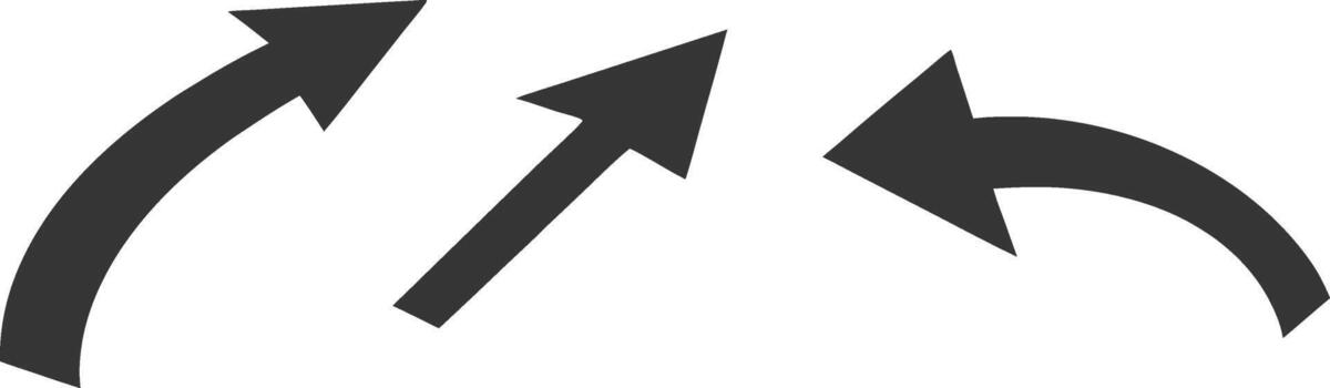 Three dark gray arrows pointing in different directions on a white background vector