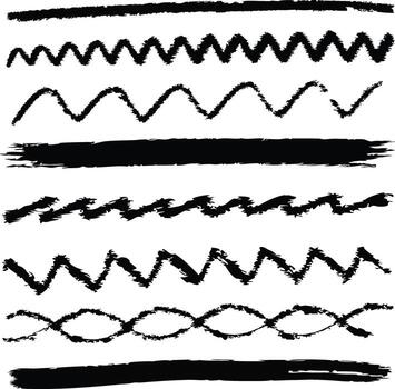 Collection of hand drawn scribbled lines and brush strokes vector