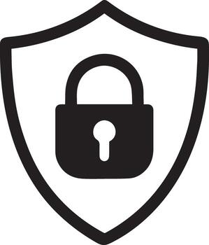 Shield with a lock icon symbolizing security and protection vector