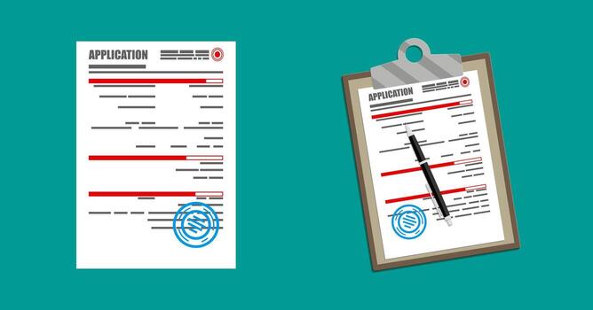 Application form and clipboard illustration vector