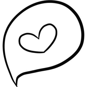 Cute Chat Bubble with Heart Doodle png