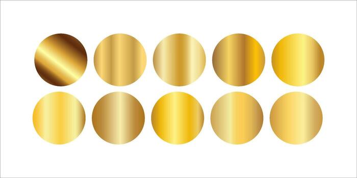 Golden gradients set. Metallic gold gradients. Elegant gold gradients collection.The texture of a smooth metal surface vector