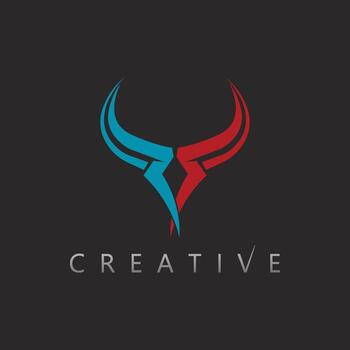 Bull logo in blue and red vector
