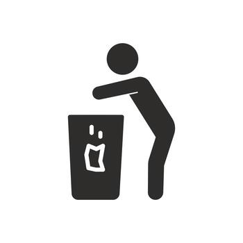 refuse sort icon, trash can, separately putting garbage, litter throwing area, flat symbol - illustration vector