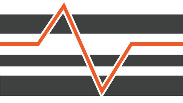 Abstract with bold orange line forming peaks and valleys over dark gray geometric shapes modern minimal design for business growth data and technology theme vector