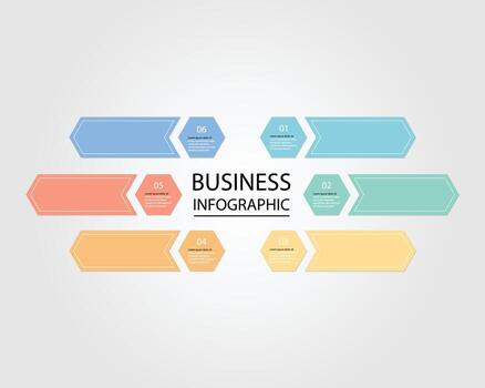 hexágono paso modelo para infografía para presentación para 6 6 elemento paso vector