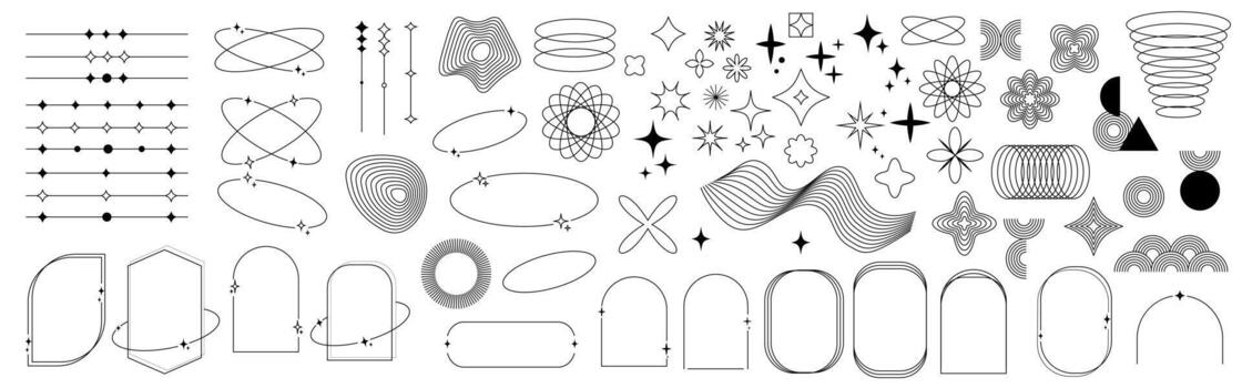 Modern minimalist aesthetic line elements vector