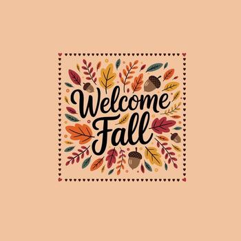 Rustic Autumn Typography Hello Fall Word Art Design vector