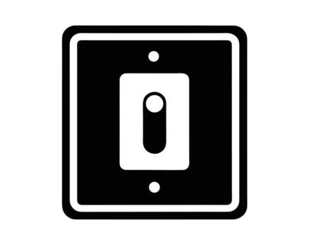 Simple Minimalist Black Light Switch Icon OnOff Toggle in a Square Plate, Modern and Clean Design for User Interface vector
