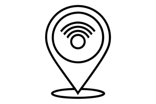 Find Nearby Wifi Hotspot Simple Black Line Art Location Icon Showing Wireless Network Access Point vector