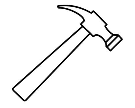 Simple Line Drawing of a Claw Hammer, Isolated on White Background, Clean and Minimalist Design, Perfect for DIY Projects and Construction Icons vector