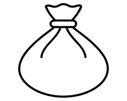 Simple Line Drawing of a Tied Sack A Mysterious, Empty, and Intriguing Illustration on White Background vector