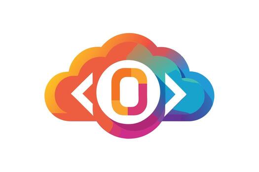 vibrante vistoso nube logo diseño presentando letra o, simbolizando datos transferir y nube informática, evocando un sentido de moderno tecnología y innovación vector