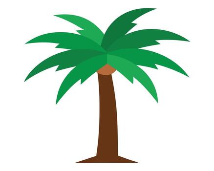 Serene Tropical Palm Tree Illustration A Vibrant, Simplified Image of a Palm Tree Against a White Background, Evoking Feelings of Relaxation and Paradise. vector