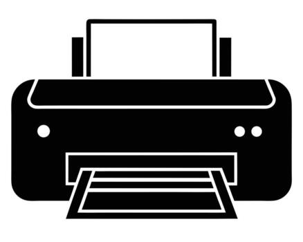 Simple Black Inkjet Printer Icon A Minimalist Digital Printing Device Illustration, Ready to Print Documents Efficiently and Quickly. vector
