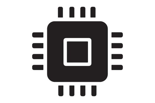 Sleek Microchip Icon A Minimalist Black and White Digital Processing Unit Image on White Background vector