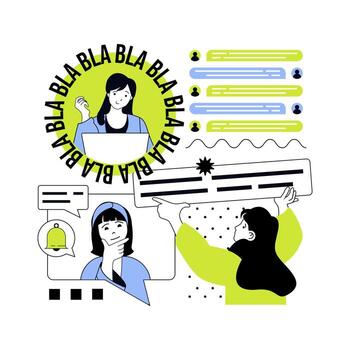 Lets talk concept for modern web design. People communicating online, gets notifications, sharing information and gossip, sending emails, answering messages, leaving feedbacks. illustration. vector