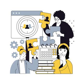 Human resources concept for modern web design. People searching cv online, choosing and recruiting applicants, doing job interview for fill office staff and signing work contract. illustration. vector