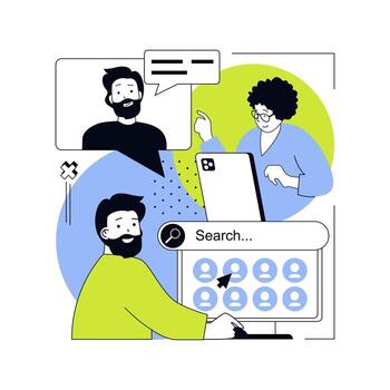 Lets talk concept for modern web design. People communicating online, sending emails, choosing contact in social list, answering calls and speaking with virtual friends. illustration. vector