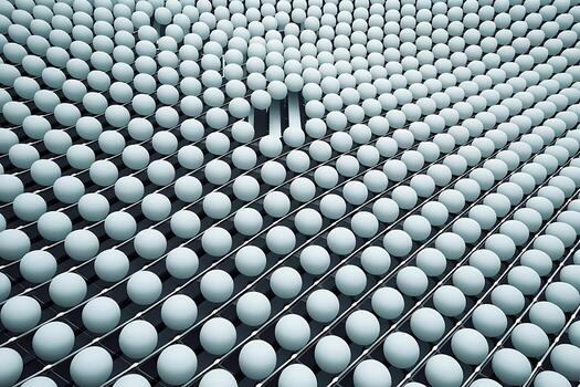 Rows of light blue spheres on a dark background with thin white lines abstract pattern photo
