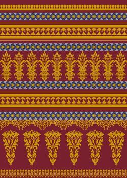 Traditional fabric patterns arranged in various patterns, chic design. vector