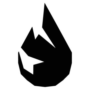 dramático negro resumen fuego diseño ardiente, angular soltar forma símbolo para marca y diseño proyectos vector