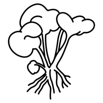 Simple Line Drawing of a Growing Parsnip Plant with Roots, Illustrating Agricultural Growth and Freshness vector