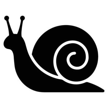 A Striking Black Silhouette of a Snail Slowly Moving Against a White Background, Evoking a Sense of Calm and Patience vector