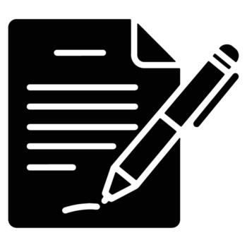 Signing a Document Pen and Paper Icon Representing Formal Agreement, Contract, or Business Deal in a Serious and Professional Setting vector