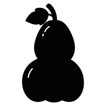 Silhouette of a Single, Ripe Pear with Leaf, Isolated on White Background, Minimalist Fruit Illustration, Simple and Elegant Design vector