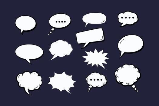 Various White Speech Bubbles and thought bubbles on a representing communication and ideas vector