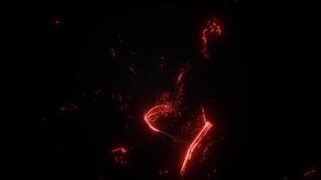 Red Particle Waves Abstract Light Trails in Motion on Dark Background video